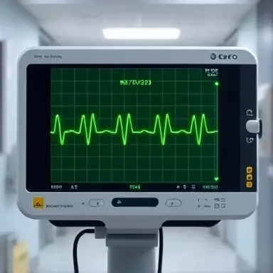 تعمیر تخصصی دستگاه نوار قلب (ECG): نمایشگر مانیتور ECG با نمایش شکل موج ضربان قلب سبز رنگ در محیط بیمارستان. 