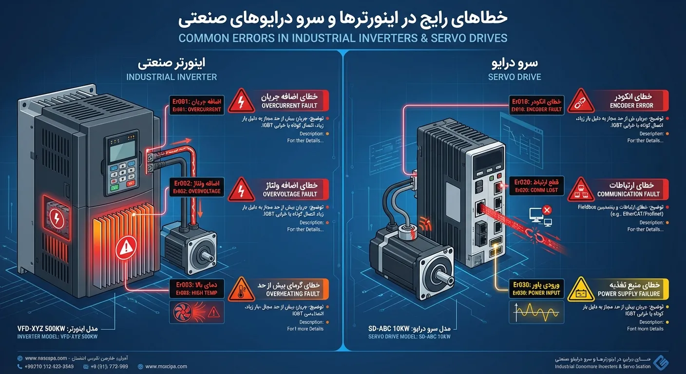 ۲۲ خطای رایج اینورتر و سرو درایو