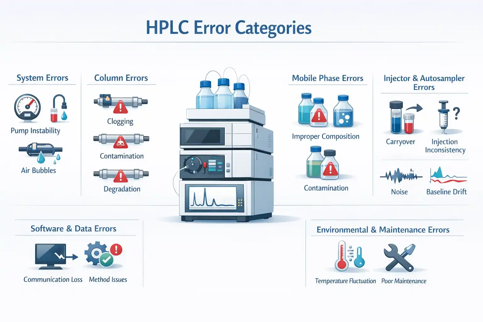 دسته‌بندی خطاهای HPLC
