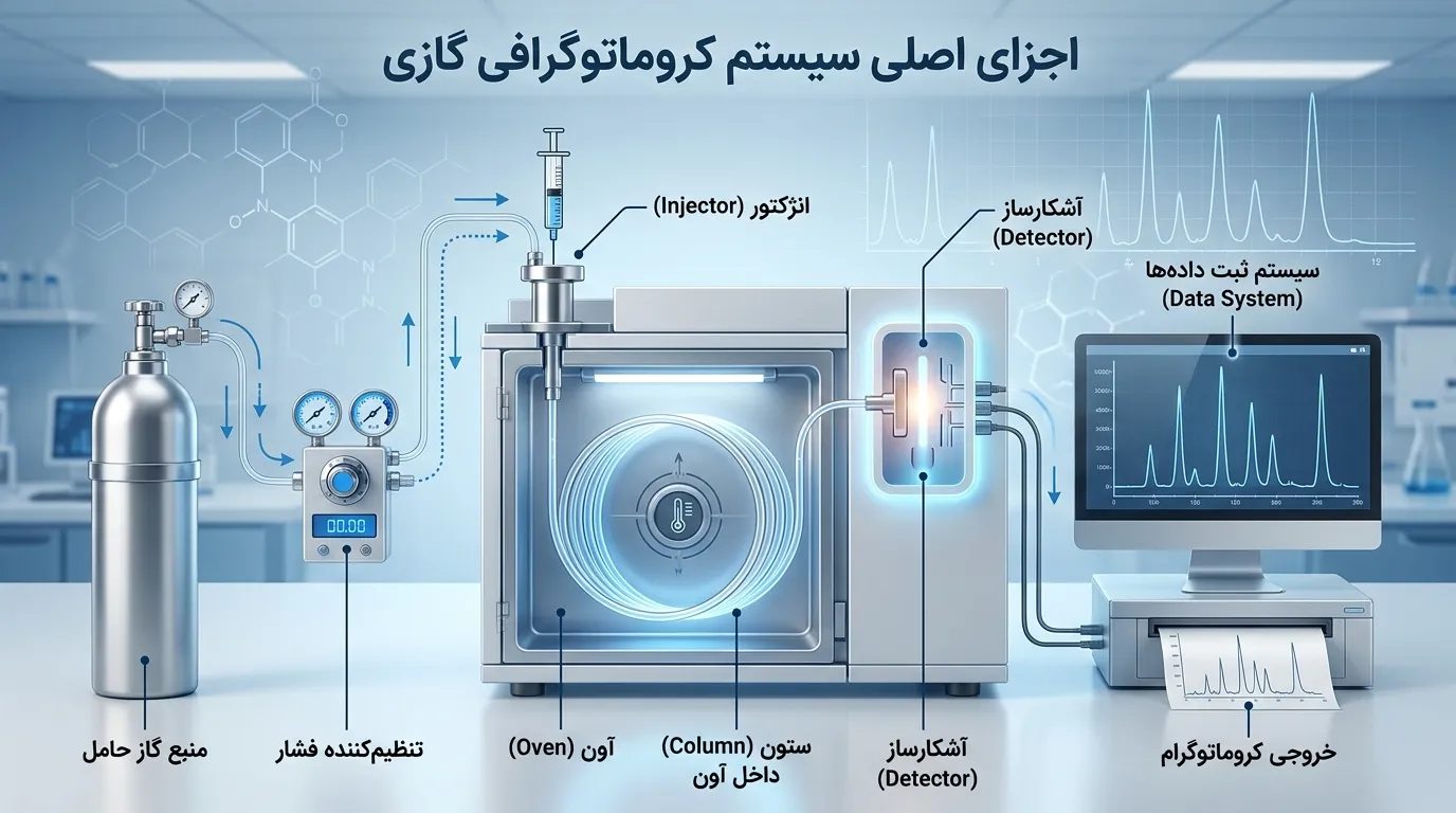اجزای اصلی سیستم کروماتوگرافی گازی