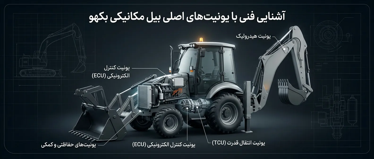 آشنایی فنی با یونیت‌های اصلی بیل مکانیکی بکهو